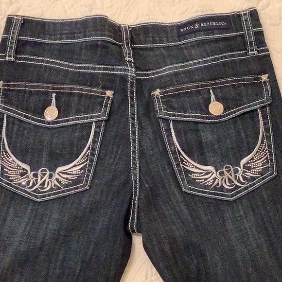 Rock & Republic Kasandra Bootcut, Embroidered Jeans, Size 6S - Picture 7 of 14